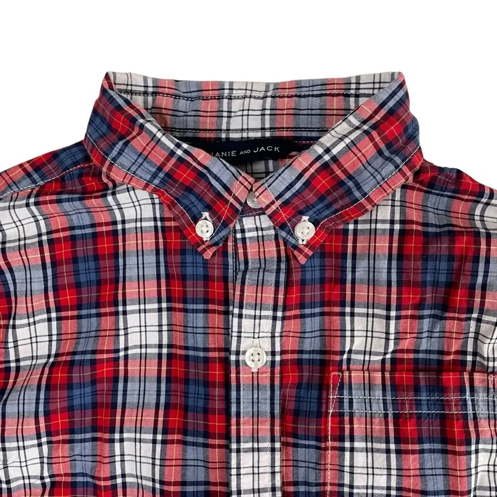 Janie and Jack Maroon Tartan‎ Poplin Button-Up Shirt